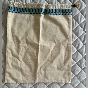 Tory Burch Drawstring Dust Bag / Shoe Bag w/ Patterned Trim
